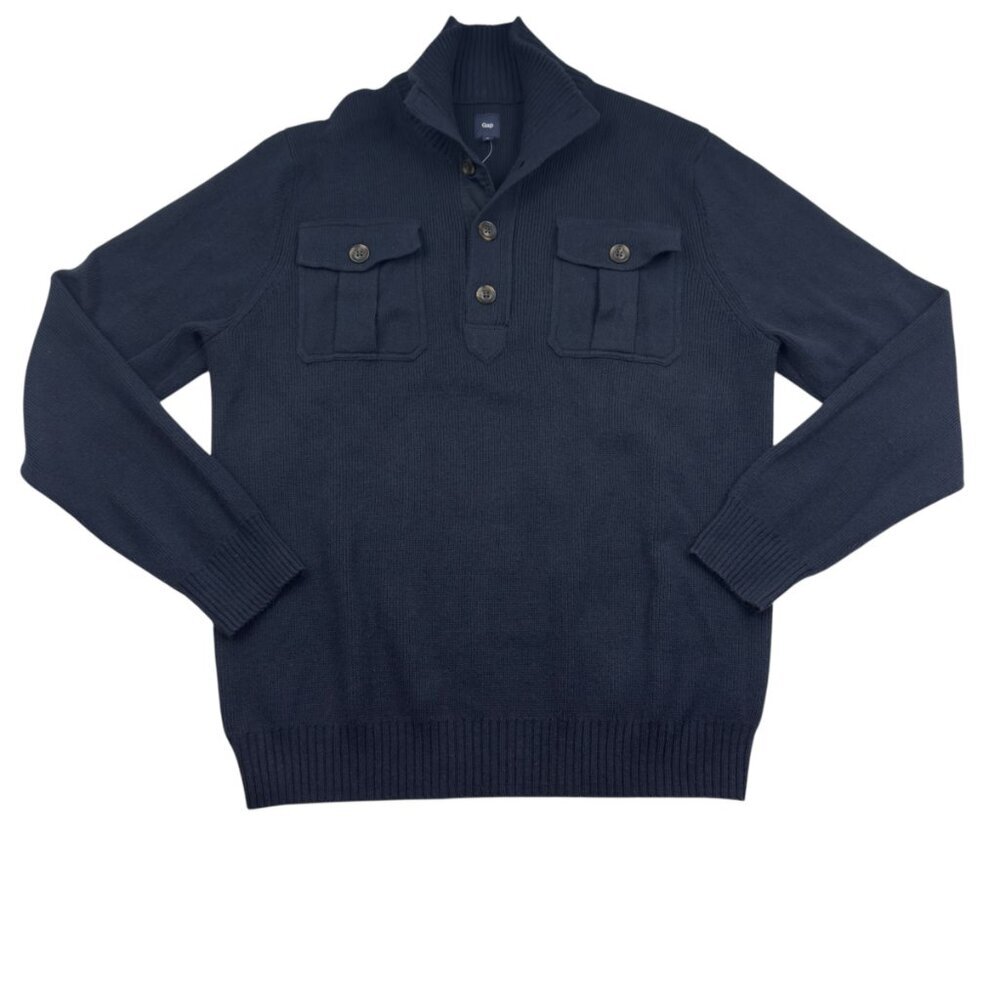 GAP Cotton/Wool Blend Mock Neck Preppy Button/Pullover Sweater Men's Size XL